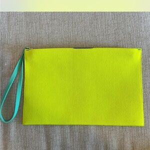 Rothy's Convertible Clutch Neon green Canvas Clutch with turquoise Strap